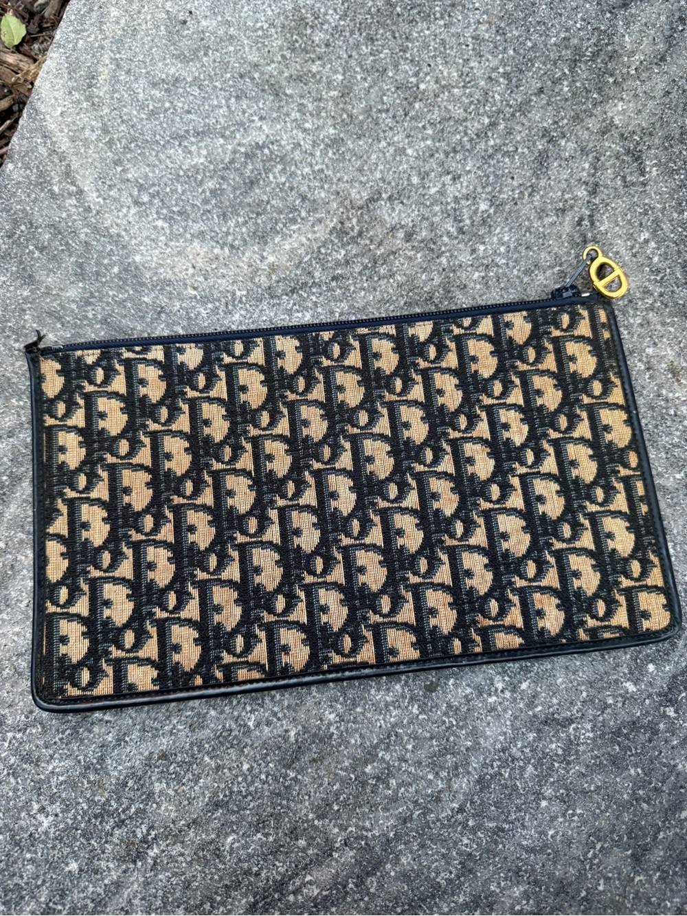 Authentic Vintage Christian Dior Monogram Canvas Zip Pouch